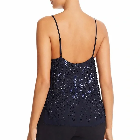 Elie Tahari Zendaya Silk Beaded Camisole Top Navy Blue NWT XS - Picture 2 of 8